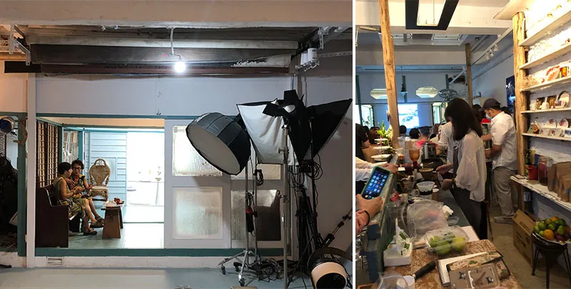 老屋裡有攝影棚空間也有咖啡吧。